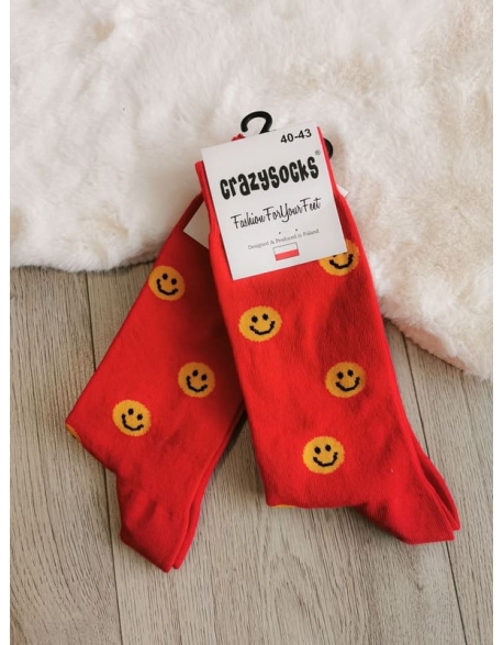 Crazy socks - Smajlíci červený :-)